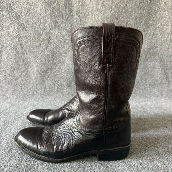 Lucchese 2000 Series Men\'s Size 9 D Black Cherry Smooth Ostrich Cowboy Boots main image 6